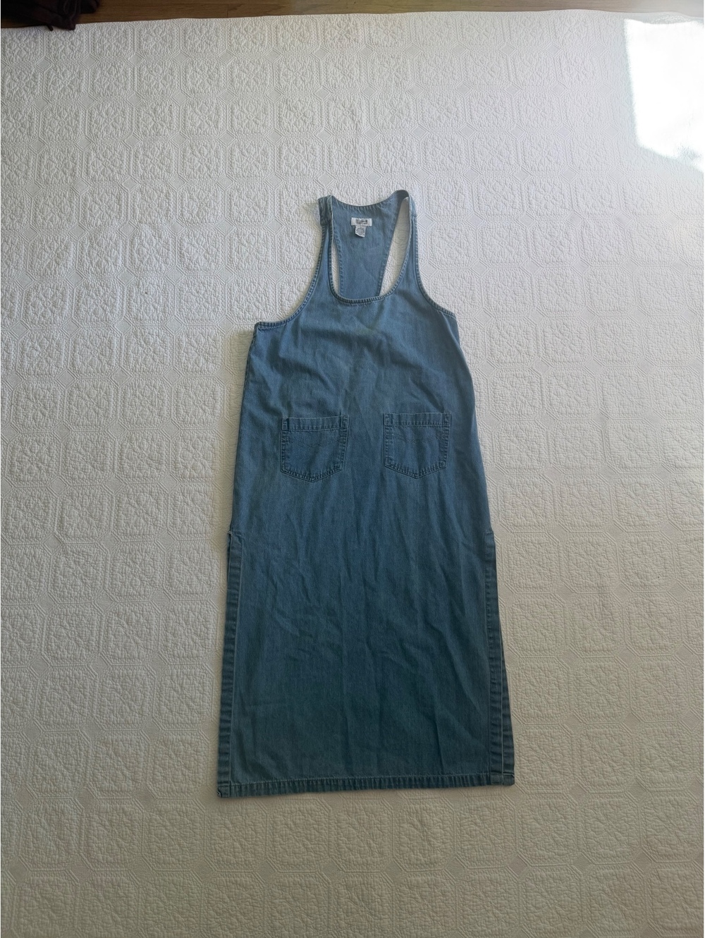 Vintage SO Denim Racerback Pinafore Dress with Front Pockets